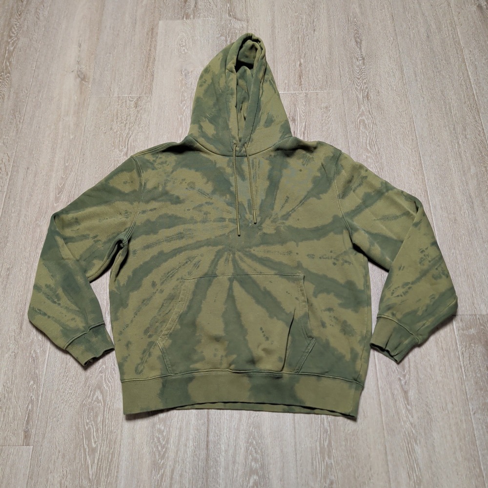 LCKR Tie Dye Hoodie Mens Large‎ Olive Green Fleece Pullover Sweatshirt Cozy Warm